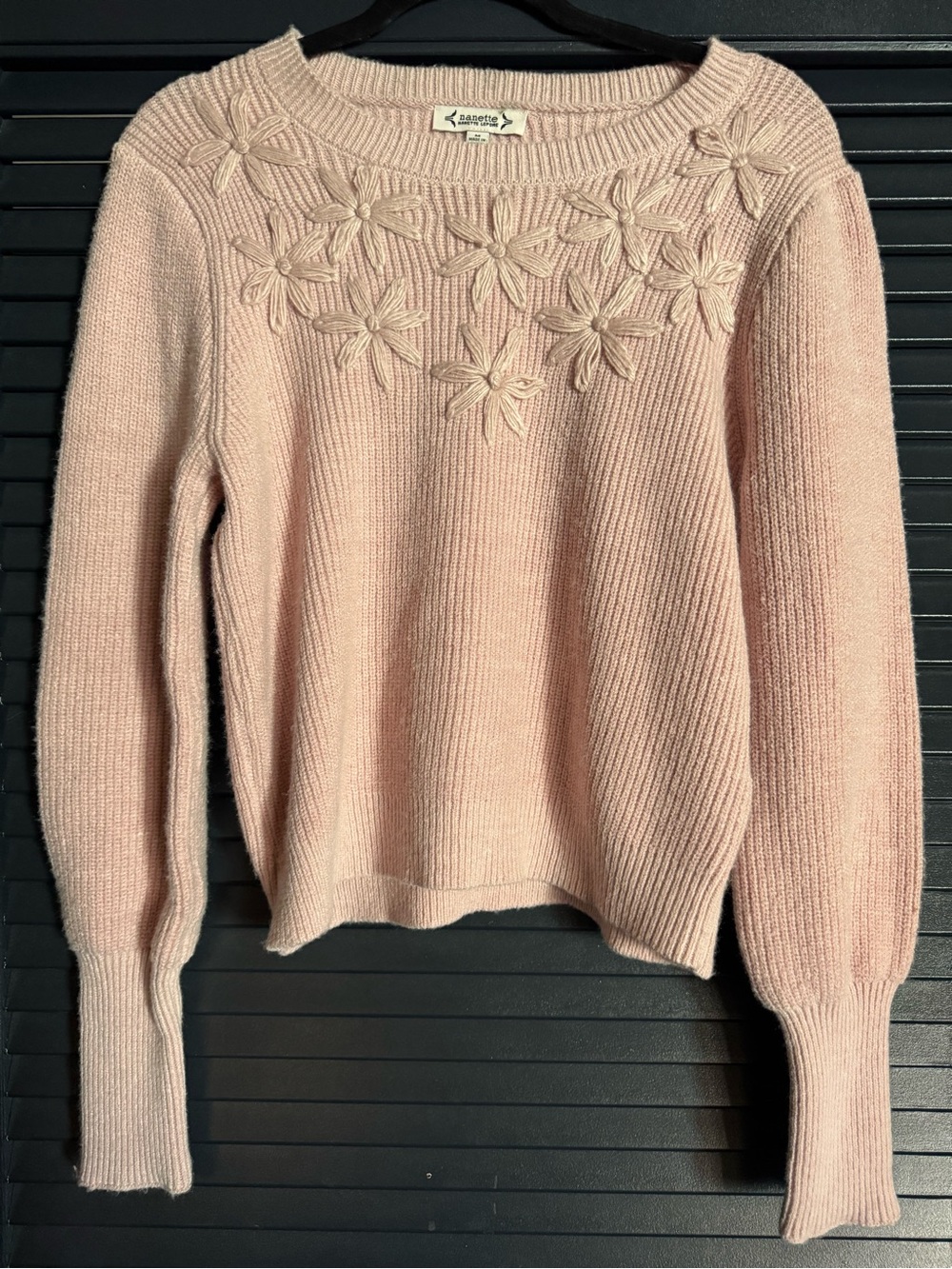 Nanette Nanette Lepore Pink Floral Embroidered Sweater M